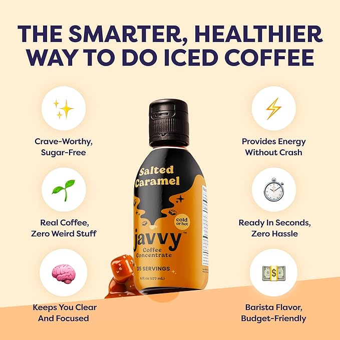 Coffee Concentrate - Limited Release Flavors - Cold Brew Coffee, Perfect for Hot or Iced Instant Coffees, Hot Drinks, Cold Brew Concentrate, 35 Servings - Salted Caramel