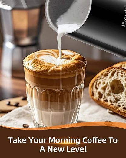 Facelle Milk Frother, 4-in-1 Electric Milk Steamer and Frother, 10oz/300ml Automatic Hot & Cold Foam Maker and Milk Warmer with Auto Shut-Off, for Latte, Cappuccino, Macchiato, Hot Chocolate - Black