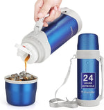 Load image into Gallery viewer, HoneyBee Hot Drinks Keeps Liquid Hot or Cold for Up to 24 Hours Thermos 41 Ounce Coffee Thermos 18/8 Stainless Steel Bpa-Free Insulated Flask，Flask for Hot Water (Blue)