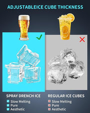 Commercial Spray Drench Ice Maker Machine 130 Lbs/Day, Undercounter Ice Makers 100Lbs Storage Bin and 45 Ice Trays, Under Counter ice Maker for Home, Bar, Party