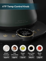 Load image into Gallery viewer, Electric Kettles, INTASTING Gooseneck Electric Kettle, ±1℉ Temperature Control, Stainless Steel Inner, Quick Heating, for Pour Over Coffee, Brew Tea, Boil Hot Water, 0.9L (Forest Green)