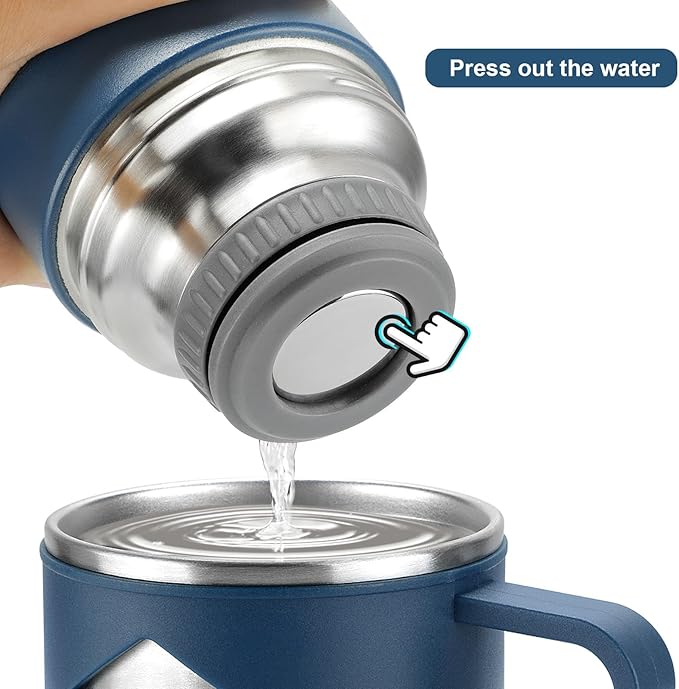 Stainless Steel Thermo 700ml/23.7oz Vacuum Insulated Bottle with Cup for Coffee Hot drink and Cold drink water flask.(Blue,Single)