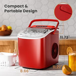 Load image into Gallery viewer, Countertop Portable Ice Maker Machine with Handle, 9 Bullet-Shaped Ice Cubes Ready in 6 Mins, 26Lbs/24H, Self-Cleaning Function with Ice Scoop and Basket for Home/Kitchen/Party (Red)