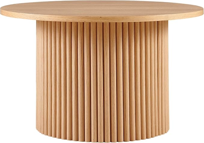 NORDICANA Nesting Round Coffee Table Set of 2, Boho 2 Piece Side Table End Table Set for Living Room Bedroom, Manufactured Wood Top with Oak Veneer