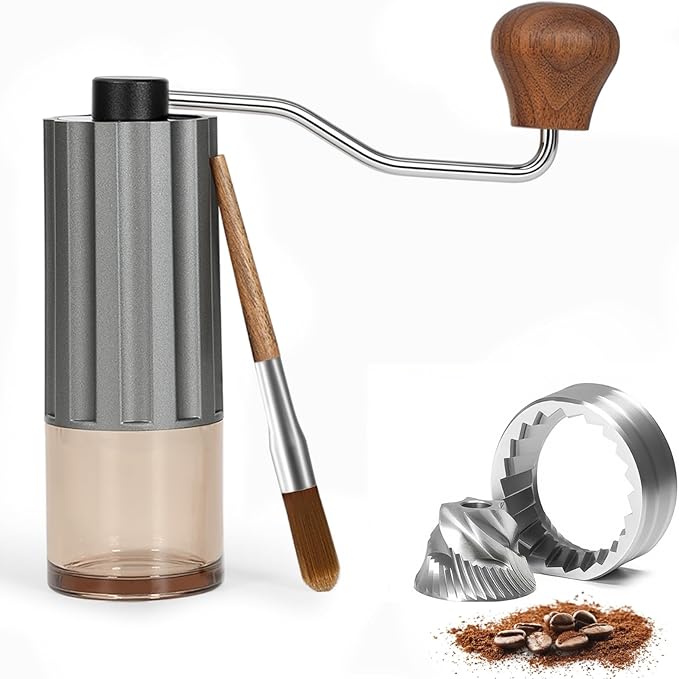 Portable Manual Coffee Grinder, Mini Coffee Grinder Capacity 25g with CNC Stainless Steel Burr, Internal Adjustable Setting, Fit for Espresso, Pour Over, Travel, Camping and Home
