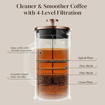 Load image into Gallery viewer, Veken French Press Coffee Maker 21oz 0.6 L, Heat Resistant Thickened Borosilicate Glass,Stainless Steel Brewer,Single Serve Small Pot, Cold Brew Cafetera Teapot for Kitchen Travel Camping, Copper