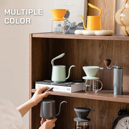 Pour Over Coffee Maker Set, Pour Over Kettle, Coffee Dripper, Glass Coffee Server with Scale, Stainless Steel Filter (Orange)