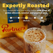 PARTNERS COFFEE ROASTERS - Whole Bean Coffee (Jumpstart - Medium-Light Roast) 12oz - Full Bodied & Packed With Flavor - Jordan Almond, Caramel, Poached Pear - Coffee Beans - Roasted in New York City