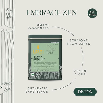 Luxmi Estates - Japanese Sencha Green Tea - 50g (25 cups) | Authentic Japanese Sencha Tea by First Leaves | Mild, Rich & Refreshing Premium Tea