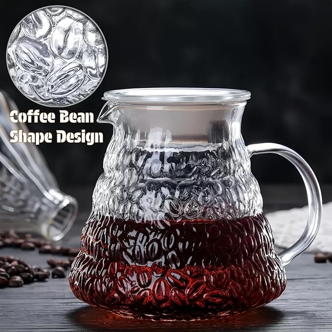 Clear Glass Coffee Server Pot for Drip Coffee Maker, 600ml/20oz Standard Glass Coffee Carafe with Lid, Coffee Pot for Manual Pour Over Coffee Maker