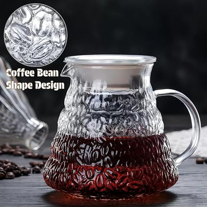 Clear Glass Coffee Server Pot for Drip Coffee Maker, 600ml/20oz Standard Glass Coffee Carafe with Lid, Coffee Pot for Manual Pour Over Coffee Maker