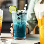 Load image into Gallery viewer, Ribbed Drinking Glasses,with Lids and Straws Glass Cup,19oz Glass cup,4 Pack Old Fashioned Glasses,Thickened for iced coffees,cocktails and juices, perfect for families and parties (4)