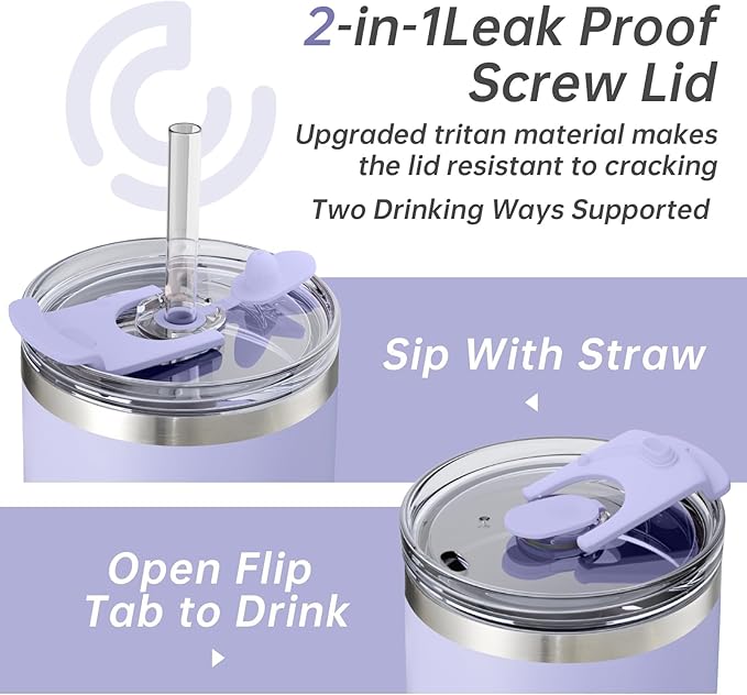 COKTIK 40 oz Tumbler With Handle and Straw Lid, Vacuum Insulated Travel Coffee Mug Stainless Steel Insulated Cup for Beverages, Leak-proof, Cupholder Friendly (Sweet Candy)