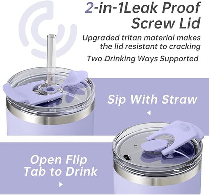 COKTIK 40 oz Tumbler With Handle and Straw Lid, Vacuum Insulated Travel Coffee Mug Stainless Steel Insulated Cup for Beverages, Leak-proof, Cupholder Friendly (Sweet Candy)