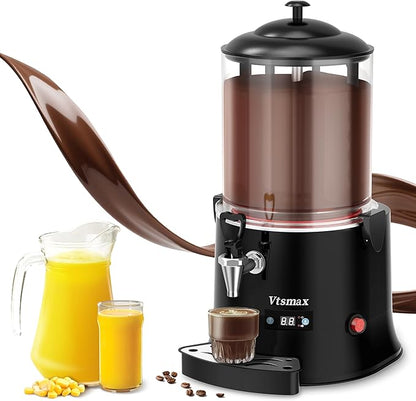 10L/2.6Gal Commercial Hot Chocolate Machine 86-194℉ Intelligent Temperature Control, Hot Beverage Dispenser Maker for Chocolate Drink, Cocoa, Milk, Coffee, Juice