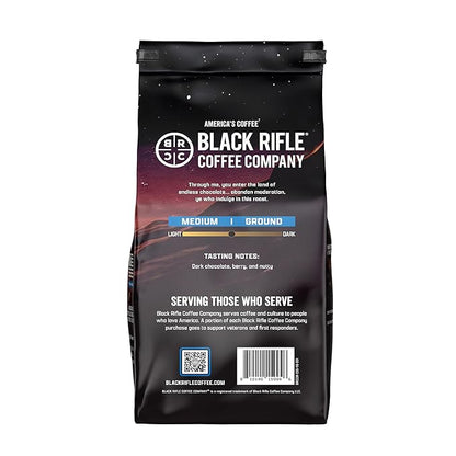Black Rifle Coffee Company Dark Chocolate Roast 11oz Gound Coffee with Smooth, Indulgent Dark Chocolate Notes for a Decadent Brew.