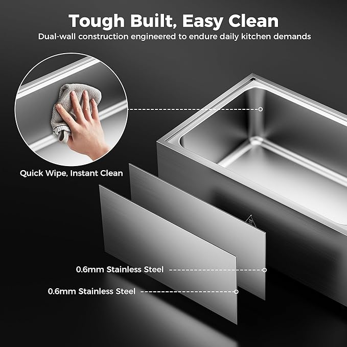 1200W Stainless Steel Electric Soup Warmer 20qt, Bain Marie Pot, Steam Table Food Warmer 86~185°F Adjustable Temp, Commercial Soup Kettle for Catering Restaurant Buffet