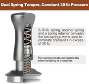 MEION Espresso Tamper 53.3mm Coffee Tamper, Calibrated Dual Spring Loaded Barista Tamper with Stainless Steel Base, Comes with aluminum storage pad (53.3MM, Silver)