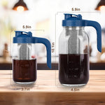 Load image into Gallery viewer, Cold Brew Coffee Maker Pitcher,32 Oz Glass Mason Jar Pitcher with V-shaped Pour Spout Handle Lid,Stainless Steel Filter for Iced Coffee,Iced tea,Breast Milk,Fruit Drinks,lemonade-Blue