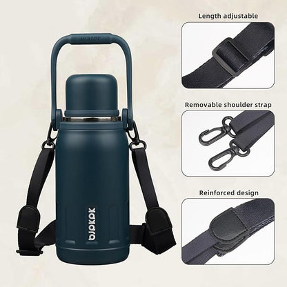 BJPKPK 27oz Insulated Thermal Water Bottle with Lid and Carry Handle Double Wall Stainless Steel Water Bottles,Navy Blue