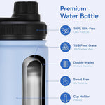 Load image into Gallery viewer, DOMICARE 16 oz Kids Water Bottle for School Stainless Steel Double Wall Vacuum Insulated Water Bottle with Straw lids &amp; Spout Lid, Leakproof BPA Free (Light Blue,4)