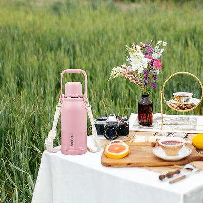 BJPKPK Insulated Thermal Water Bottle with Handle and Lid 27oz Stainless Steel Water Bottles Double Wall for Cold and Hot Beverages,Blue Haze