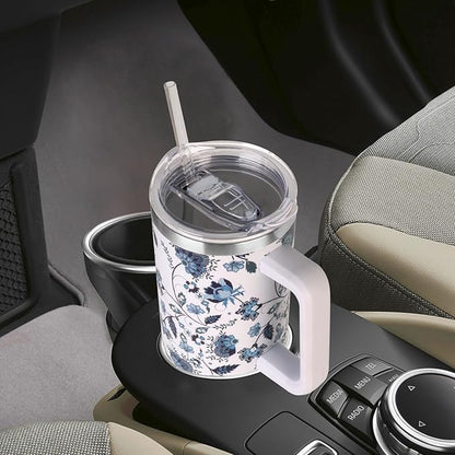 SYACOT 40 oz Tumbler with Handle and Straw Stainless Steel Insulated Tumbler Leak Proof Lid and Straw Lid Reusable Travel Mug Coffee Mug Cup Dishwasher Safe Keep Drinks Cold and Hot (Ceramics)