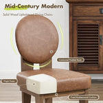 Load image into Gallery viewer, Mid-Century Modern Walnut Dining Chairs Set of 4, Vintage Brown Leather Wooden Kitchen Chairs, Retro Upholstered PU Cushioned Seat with Curved Backrest, Armless Accent Side Chair for Bedroom