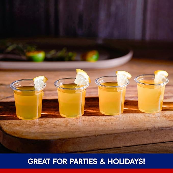 JOLLY CHEF 500 Pack Plastic Shot Glasses, 1 oz Clear Disposable Jelly Cups Reusable Perfect for Wine Tasting, Whiskey, Food Samples, Halloween, Thanksgiving Party, Wedding, Christmas
