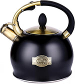 Load image into Gallery viewer, SUSTEAS Stove Top Whistling Tea Kettle - Food Grade Stainless Steel Teakettle Teapot with Cool Touch Ergonomic Handle, With 1 Silicone Pinch Mitt Included, 2.64 Quart(BLACK)