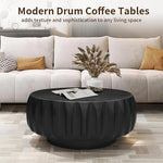 Load image into Gallery viewer, 31.5" Drum Coffee Table Modern Round Coffee Table Wood Fluted Centry Table with Solid Wood Veneer for Living Room, Easy Assemble, Black