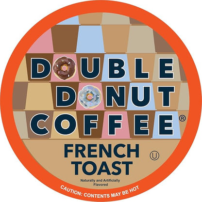 Double Donut Coffee French Toast Flavored Coffee in Recyclable Single Serve Pods, French Toast Flavor for the Keurig K Cups Brewer, from Double Donuts, 24 Cups