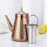 Load image into Gallery viewer, SANQIAHOME 1.8L(60oz) Stainless Steel Hammer Patterned Teapot With Removeable Infuser,Loose leaf cover,Copper