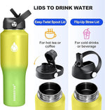 Load image into Gallery viewer, SENDESTAR 32oz Water Bottle Wide Mouth Stainless Steel Vacuum Insulated Double Wall with 2 Straw Lids Fit in Any Car Cup Holder