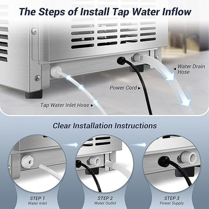 【120LBS/24H + 40 Cubes/12-18 Mins】 15" Commercial Ice Maker - 30LBS Storage, Self-Cleaning Under Counter & Freestanding Ice Machine for Home/Bar/Outdoor