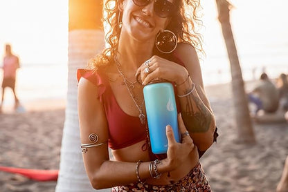 HYDRO CELL Stainless Steel Insulated Water Bottle with Straw - For Cold & Hot Drinks - Metal Vacuum Flask with Screw Cap and Modern Leakproof Sport Thermos for Adults (Teal/Blue 32oz)
