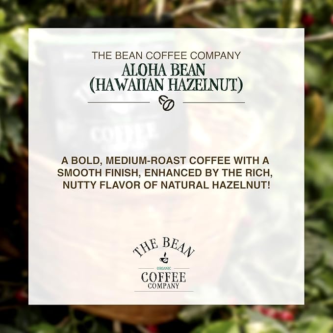 The Bean Organic Coffee Company Aloha Bean (Hawaiian Hazelnut), Medium Roast, Ground Coffee, 5-Pound Bag, Café molido tostado orgánico