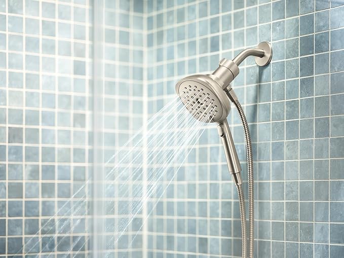 Moen Verso Eco-Performance Infiniti Dial Square Handheld Shower, 5-Inch Diameter Spray Head, Brushed Nickel, 220H5EPBN