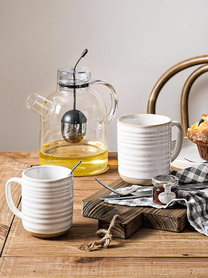 LE TAUCI Coffee Mugs 15 oz,Ceramic Mug Set, Coffee Cups for Latte, Hot Tea, Cappuccino, Mocha, Cocoa, Dishwasher Safe, Suit For Housewarming Wedding- 3.5 inch, Set of 4, Arctic White