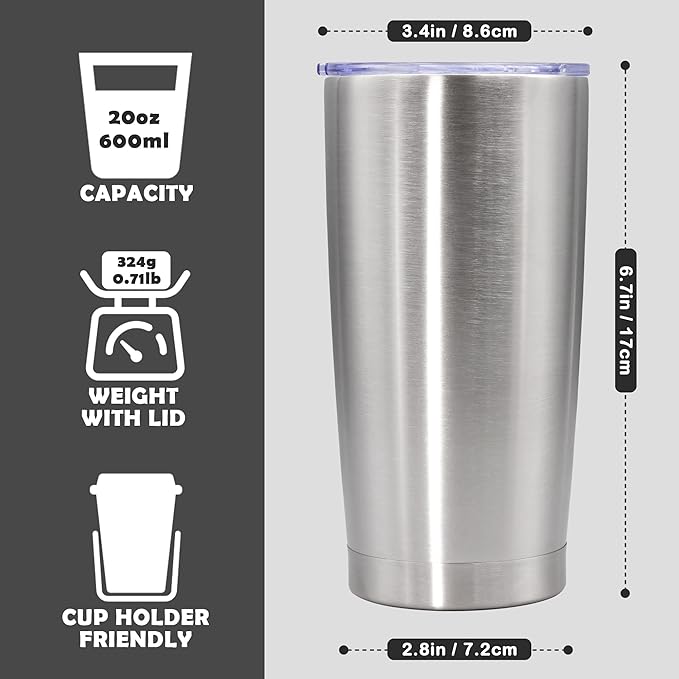 20oz Tumbler Bulk Stainless Steel Tumbler Cup with Lid Vacuum Insulated Double Wall Travel Mug, Durable Powder Coated Travel Coffee Tumbler Mug for Hot & Cold Drinks, Mix,12 Pack