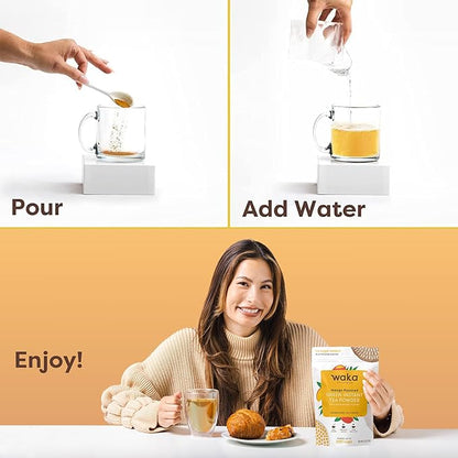 Waka Instant Green Tea Mix, Mango Flavored - 100% Tea Leaves, No Additives, Unsweetened Tea Powder in Bulk Pouch – Easy Quick Hot and Iced Teas, Up to 200 Cups (4.5oz)