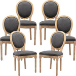Load image into Gallery viewer, French Country Dining Chairs Set of 6, Grey Round Back Dining Chairs with Linen Upholstered Seat, Solid Wood Legs, Farmhouse Kitchen &amp; Dining Room Chairs, Sillas De Comedor (Gray, 6Pcs)