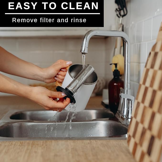 HASTINGS 68 Oz Pour Over Coffee Maker Set with Double Layer Reusable Stainless Steel Filter 8-Cup and Wood Handle - Dual Wall Heat Resistant Drip Coffee Brewer, Pour Over Coffee Dripper Carafe, White