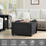 Load image into Gallery viewer, Farmhouse Coffee Table with Hidden Storage,Wood Square Center Table for Living Room, Large Rustic Cocktail Tables with Flip-Top Lids, Farm House Tables with Wooden Gourd Feet,Natural Black