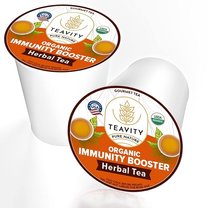 Organic Ginger Tea Pod with Echinacea, Turmeric, and Licorice for Keurig, Decaf by Teavity (36 Tea Pods)