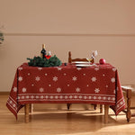 Load image into Gallery viewer, Designer Christmas Red Small Rectangular Tablecloth,Linen Table Cloth with Snowflakes Pattern,Wrinkle Resistant Decor Tablecloths for Dining Kitchen Thanksgiving Christmas,55"*71"-Carol C
