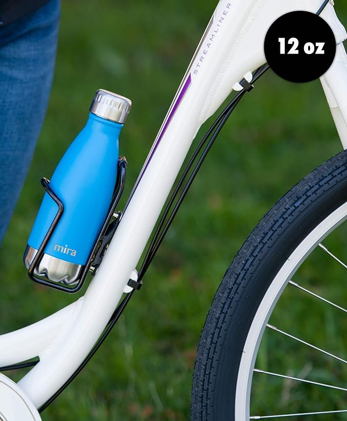 MIRA 12 oz Insulated Water Bottle - Slim Stainless Steel Cola Shape Thermo - Double Wall Hot & Cold Flask (24Hr Cold/12Hr Hot) - Cactus Green