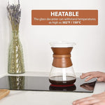 Load image into Gallery viewer, Pour Over Coffee Maker Set with Double-Layer Stainless Steel Filter, Coffee Dripper, Cork Lid and Leather Collar Holder - High Heat Resistance Borosilicate Glass Carafe, Great Gift Idea (37 oz)