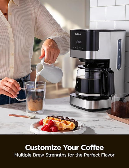 CUCKOO Classic 10-Cup Drip Coffee Maker, Easy To Use Coffee Machine with Programmable Timer, Includes Glass Coffee Pot with Two Brew Strength Settings and Reusable Mesh Filter (CCM-BD011B)