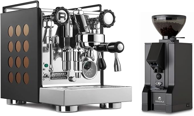 Rocket Espresso Appartamento Nera Espresso Machine and Eureka Mignon Notte Grinder Bundle (Copper)